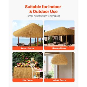 Waterproof 1.6 X 19.7 ft Artificial Thatch Grass Roofing Roll Fire Resistant Palapa Tiki <b>Bar</b> Hut M Roof Felts for Outdoor - Product Image 6