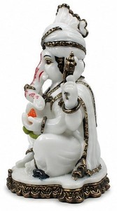 White Marble Ganesha <b>Statue</b> Polished <b>Religious</b> Traditional Diwali Tabletop Figure Home Decor - Product Image 4