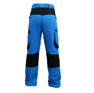 Men's <b>Blue</b> Work Pants With Black Reinforced Knees And Multiple Pockets For Outdoor Use - Product Image 2