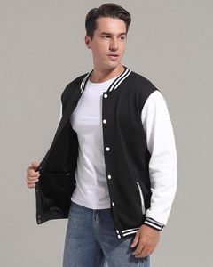 Chaqueta Varsity Clásica Azul Marino y Blanca para Hombre, Ropa Casual de Calle, Chaqueta Varsity de Moda - Product Image 4