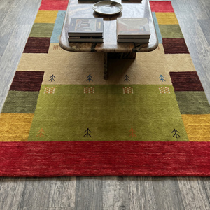 Modern Multicolor Hand Knotted Wool Gabbeh Area Rug with Color <b>Block</b> Tribal Design Decorative Carpet for Living Room - Product Image 2