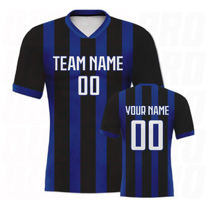 Tenue de football personnalisée pour hommes, ensemble de survêtement de football pour femmes, maillot et short de football personnalisés bleu et noir, ensemble professionnel pour équipe - Product Image 2