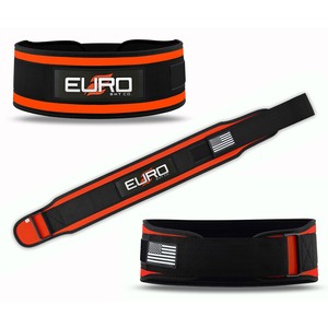 EURO SKT CO. Ceinture de musculation noire et orange, réglable, respirante, soutien lombaire pour l'entraînement en force, fermeture à boucle unisexe - Product Image 1