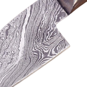 Cuchillo de Caza Premium de Acero Damasco Plateado con Mango de Resina Azul, Hoja Fija, Cuchillo Utilitario para Supervivencia y Camping al Aire Libre - Product Image 4