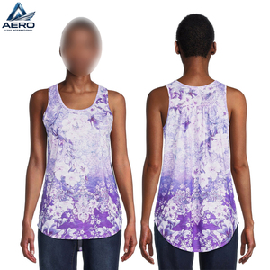 OEM & ODM Women Summer Fashion Floral Printed Tank <b>Top</b> Casual V-Back Pleated Hem Sleeveless Pullover <b>Top</b> For Ladies - Product Image 4