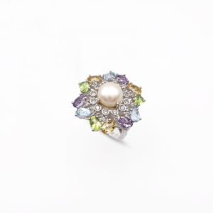Bague en argent sterling 925 avec incrustation de citrine et pierres précieuses naturelles multiples, plaquée rhodium, style moderne, bijoux fins OEM ODM avec pierres de Nouvelle-Zélande - Product Image 1