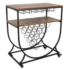 Carrello Portabottiglie con Portabicchieri per Bar Domestico - Product Image 1