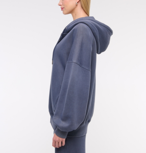 Loose Full Length Long Sleeve Women's 2 Pieces Oversized Full <b>Zip</b> Hoodie & Wide Leg Sweatpants Sets Winter 100% Cotton 340 GSM - Product Image 4