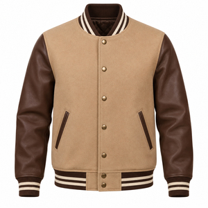 Veste de baseball en toile 100% laine pour homme, hiver, style varsity, avec logo brodé personnalisé sur le devant, vêtements décontractés de haute qualité - Product Image 4