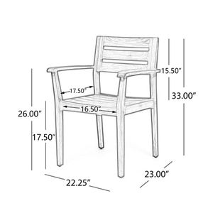 STAMFORD Juego de 2 Sillas de Comedor de Madera de Acacia Marrón Oscuro, Sillón de Patio para Jardín, Piscina y Terraza - Product Image 3