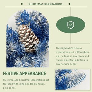 Set Natalizio Pre-Illuminato in 4 Pezzi: Albero di Natale Artificiale con Luci LED, Ghirlanda e Corona, Decorazioni per Ingressi - Product Image 5
