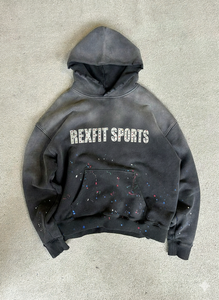 ผู้ผลิตเสื้อผ้าสั่งทำ เสื้อฮู้ดดี้โอเวอร์ไซส์ วินเทจ ย้อมสีแบบแอซิดวอช ขาดๆ แบบดิสเทรส ผ้าฝ้าย 100% สำหรับผู้ชาย - Product Image 1