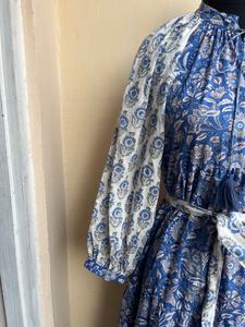 เดรสยาวผ้าฝ้ายพิมพ์ลายบล็อกขายดีปี 2026 เดรสลำลองแบบยาวทรงหลายชั้น มีกระเป๋า ราคาโรงงาน - Product Image 2