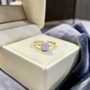 Moonstone Gemstone Ring – Gold Plated Adjustable Band, Rough <b>Crystal</b> <b>Jewelry</b> Gift - Product Image 1