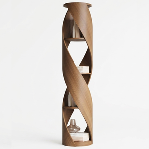 Biophilic Design <b>Solid</b> Teak Column <b>Bookcase</b> Modern Sculptural Shelf - Product Image 1