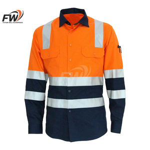 Camisa de trabajo reflectante de alta visibilidad, ligera, transpirable, con botones y manga larga para personal de almacén y mantenimiento, para hombre - Product Image 1