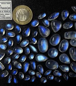 Venta al por mayor lote mejor calidad caliente arcoíris natural piedra lunar cabujón piedras preciosas sueltas mezcla tamaño forma azul fuego piedra lunar joyería - Product Image 5