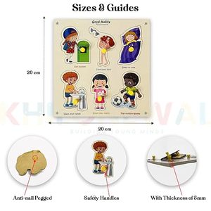 Wooden Good Habits <b>Puzzles</b> for Kids, Educational Toys for Toddlers & Preschoolers, <b>Jigsaw</b> <b>Puzzles</b> Size 20cm 20cm - Product Image 5