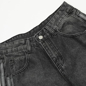 Pantalon en jean noir vintage pour hommes, coupe ample, jambe large, style streetwear - Product Image 4