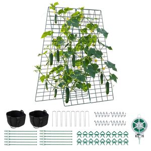 Set di 4 tralicci per cetrioli da giardino, 90 cm, in metallo con rivestimento antiruggine, supporto per piante rampicanti in aiuole rialzate, spessore 5 mm - Product Image 1