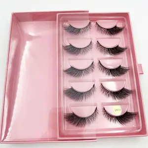 Private label Cat Eye Lashes Dramatic Fake Eyelashes 5pair faux mink Fox Eyelash with luxury pink box