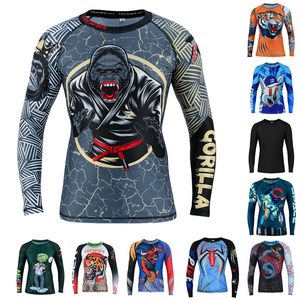 Custom Made Unisex Rashguard OEM Sublimation UPF 50 Yoga Active Wear UV Protection <b>Compression</b> Polyester Wholesale OEM Wholesale - Product Image 5