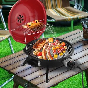 Barbecue électrique de comptoir rouge 1600W, portable, double couche, pour intérieur/extérieur - Product Image 3