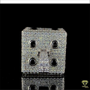Premium Iced Out Dice Pendant Necklace with VVS Lab Grown Lab grown GIA Certified Rhodium Plated in 925 <b>Silver</b> Jewelry - Product Image 3