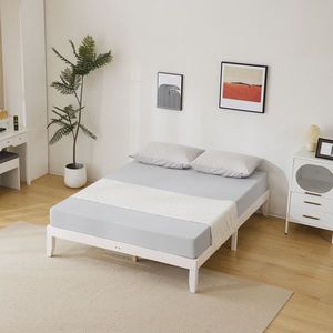 Basic Single Pine Wood Bed Frame 189*136*30.5cm Washed White Painted Full Size Wooden Beds - Product Image 4