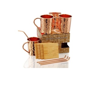 Tazas de Cobre Sólido Hechas a Mano para el Hogar Moderno, Taza en Forma de Barril de 16 oz con Asa de Latón y Textura Martillada - Product Image 3