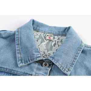 Custom Color Unisex Denim Jacket Winter Knitted Breathable Casual Coat Outwear <b>Stand</b> Collar - Product Image 3