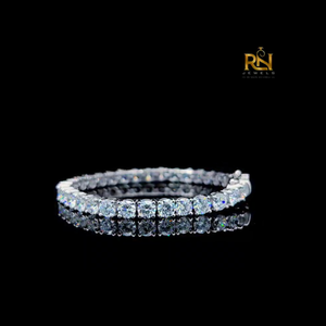 Round Brilliant Lab Grown Diamond Tennis Bracelet Four Prong Line Bracelet 9K 14K 18K <b>Solid</b> <b>Gold</b> Fine Jewelry - Product Image 1