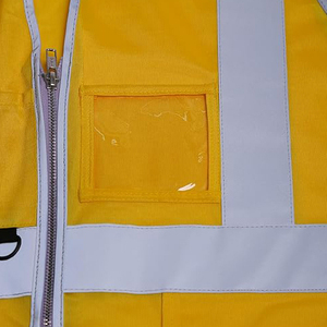 เสื้อกั๊กนิรภัยตาข่ายสีส้มสะท้อนแสง ANSI Class 3 แบบมีซิปปิด 6 กระเป๋า แถบสะท้อนแสงลาย H - Product Image 3