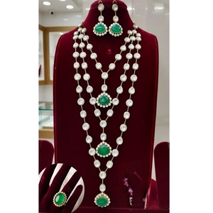 Elegante conjunto de collar largo y pendientes chapados en oro de calidad premium con moissanita auténtica para mujer, colección para bodas. - Product Image 2