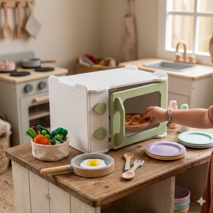 Kids Toy <b>Microwave</b> Kitchen Toys <b>Set</b> American Pine Plywood Durable Safe Material Smooth Edge 5 to 7 Years - Product Image 1