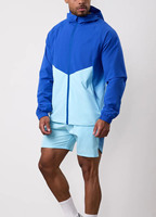 Conjunto de Chaqueta Cortavientos de Verano para Hombre, Diseño de Paneles, Personalizado al por Mayor, Chaqueta Ligera con Cierre Metálico y Pantalones Cortos Elásticos