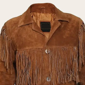 Veste en daim de peau de mouton de qualité supérieure avec franges, design personnalisé, style streetwear, style cowboy, logo personnalisé de haute qualité - Product Image 6