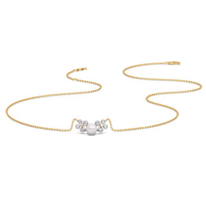 Collar de Diamantes con Piedras Blancas Florales Dobles, Detalles de Flores Esculpidas y Diseño Central Elegante - Product Image 3