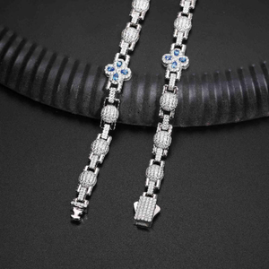 Pulsera de eslabones florales de moissanita, cadena de tenis con incrustaciones de piedras rosas, joyería de lujo para mujer, regalo de hip hop, brillo elegante - Product Image 3