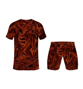 ชุดฟุตบอลแบบซับลิเมชั่นสั่งทำพิเศษสำหรับผู้ชาย พร้อมเสื้อพิมพ์ลายหินอ่อนสีน้ำตาลเข้มและสีทองแดง และกางเกงขาสั้นเข้าชุด - Product Image 6