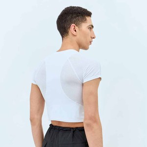 <b>White</b> <b>Crop</b> Top Short Sleeve O-Neck Regular Fit Casual Knitted Jersey Solid Color Breathable <b>T</b>-<b>Shirt</b> - Product Image 6