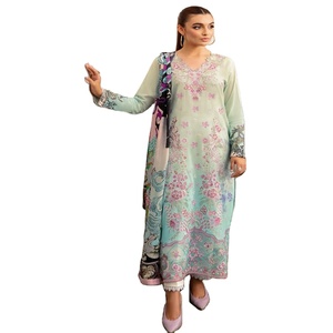Pakistani Designers Embroidered 3-Piece Shalwar Kameez Suits Daily Casual Kurti Women Pure Cotton Floor-Length Loose Fit - Product Image 1