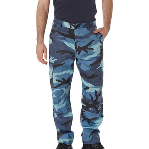 Pantalon cargo camouflage bleu pour homme, taille mi-haute, séchage rapide, léger, style décontracté avec poches latérales, idéal pour l'été - Product Image 1