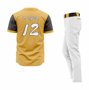 Uniforme de Béisbol Personalizado para Hombre, Jersey Amarillo Sólido con Mangas Negras y Pantalones Blancos, Transpirable, con Logotipo Frontal Impreso Digitalmente, que Absorbe la Humedad - Product Image 2