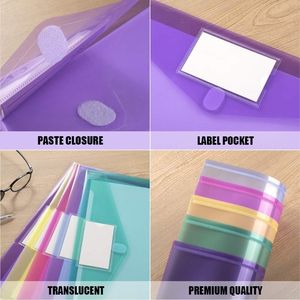 24-Pack Clear Poly Envelopes Plastic File <b>Folders</b> with Label <b>Pocket</b> for <b>A4</b> Documents for Teachers and Students - Product Image 4