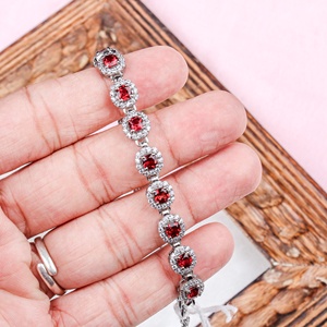 Latest High Quality Garnet Faceted Cut Gemstone Cubic Zircon 925 Sterling Silver Women's <b>Bracelet</b> Handmade Trendy Wedding Gift - Product Image 4