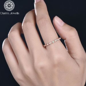 Anillo de Compromiso y Eternidad para Mujer Charm_Jewells, Chapado en Oro Rosa, con Moissanita, Engaste de Puntas, Estilo Clásico - Product Image 3