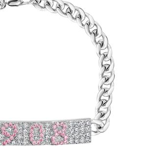 Bracelet à maillons en cristal argenté avec détail de barre en strass étincelant, accessoire de mode élégant pour femme, idéal pour mariage et soirée - Product Image 4