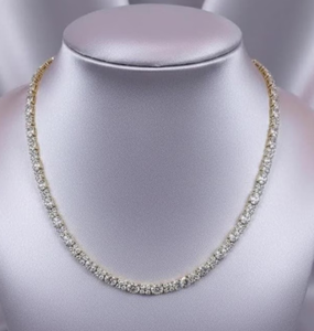 Luxury Women's 18K Gold Filled Moissanite <b>Choker</b> Necklace Round Brilliant Cut Channel Setting Wedding Jewelry - Product Image 1