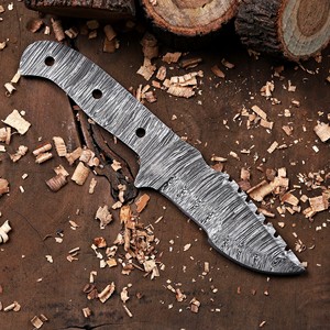 Cuchillo de Acero de Damasco en Blanco para Forjar, Cuchillo Tracker de Espiga Completa, Kit de Cuchillo de Caza de Hoja Fija Personalizado OEM/ODM - Product Image 2